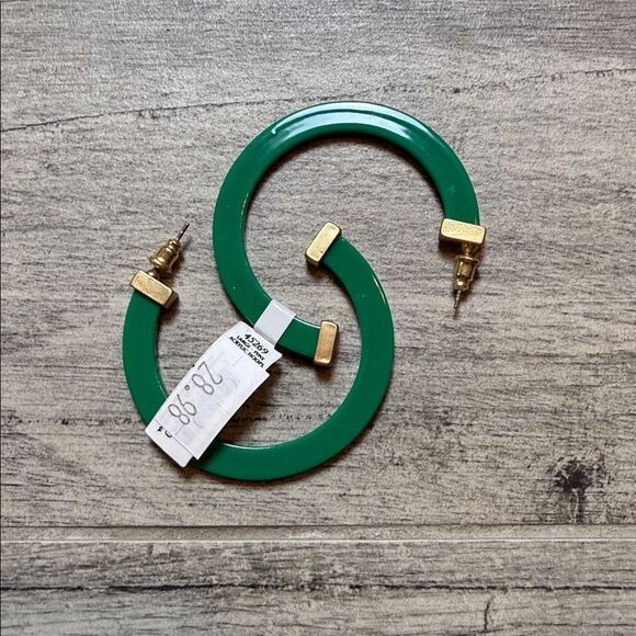 Michelle Mcdowell Women's Classic Acrylic Hoops Large Green NWT - Picture 5 of 6
